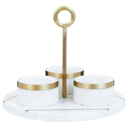 Premier Housewares Amari Condiment Set with White Slate Tray