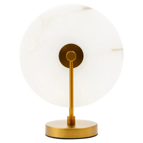 Premier Housewares Walden White Marble Wheel Design Gold Table Lamp