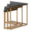 Premier Housewares Zarana 3Pc Black Marble Top Triangular Nesting Tables 1
