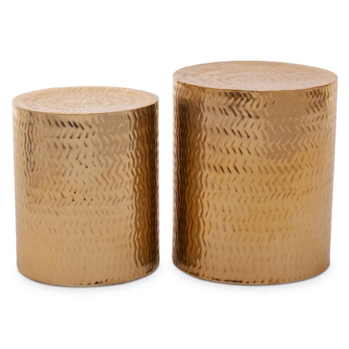 Premier Housewares Templix 2Pcs Gold Finish Iron Stools