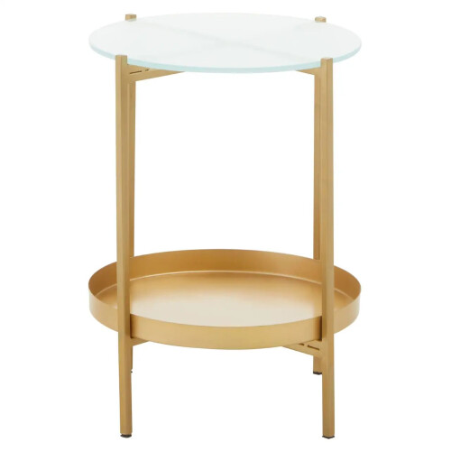 Premier Housewares Kali 2 Tier Glass & Iron Side Table