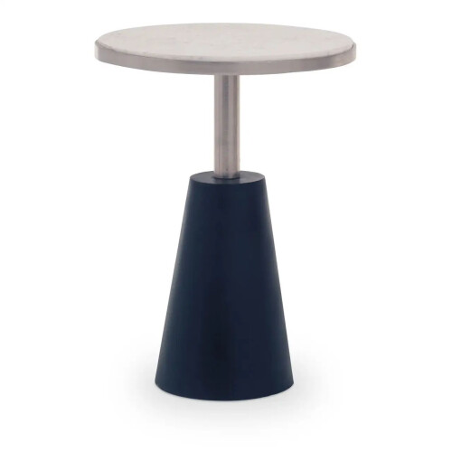Premier Housewares Templix Round Marble Top Conical Base Side Table