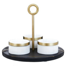 Amari Condiment Set with Black Slate Tray