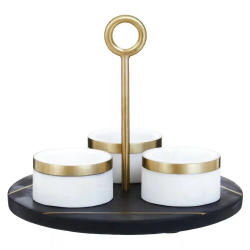 Premier Housewares Amari Condiment Set with Black Slate Tray