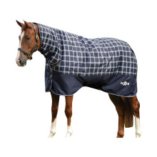 (5' 9", Navy) Saxon Defiant Combo Neck Plaid Midweight Horse Turnout Rug