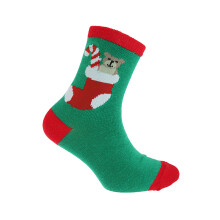 (12.5 UK Child-3.5 UK, Green Bear) FLOSO Childrens/Kids Christmas Socks