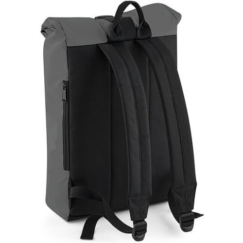 BagBase (One Size, Black/Reflective) Bagbase Reflective Roll Top Backpack 1