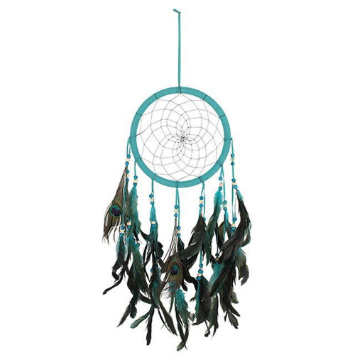 (One Size, Turquoise) Something Different Peacock Feather Dream Catcher