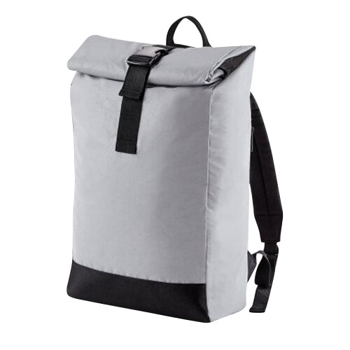 BagBase (One Size, Silver Reflective) Bagbase Reflective Roll Top Backpack