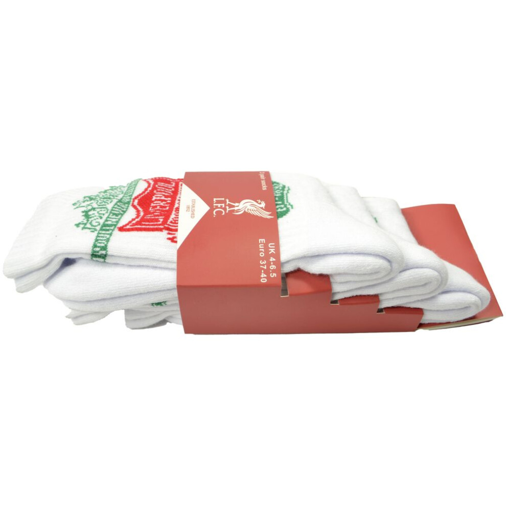 Liverpool Fc Unisex Adult Sports Socks (Pack Of 3) White