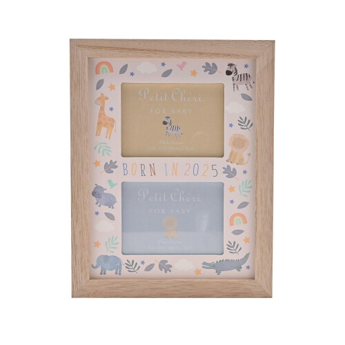 Celebrations Petit Cheri Animal Double Frame - Born In 2025 1