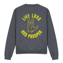 (S, Charcoal) Star Trek Unisex Adult Live Long Hand Sweatshirt