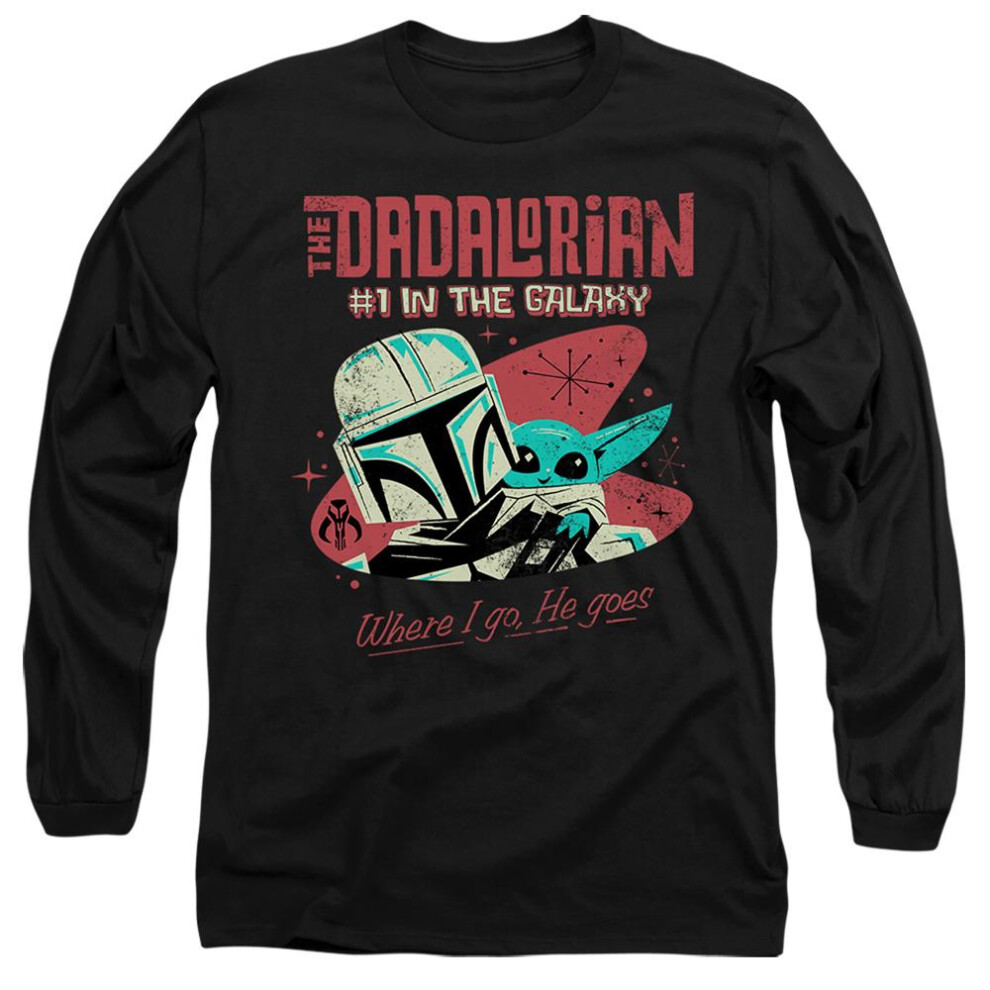 Star Wars (Xxl, ) Mens #1 Dadalorian Where I Go Long-Sleeved T-Shirt Black