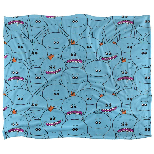 Rick And Morty Rick And Morty Silky Crowd Mr Meeseeks Supersoft Blanket