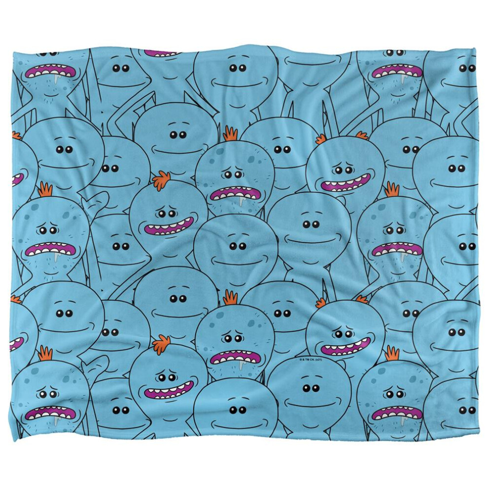Rick And Morty Silky Crowd Mr Meeseeks Supersoft Blanket Black