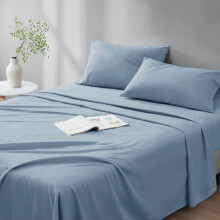 Comfort Spaces 100% Cotton Sheet Set Breathable, Lightweight, Soft with 14" Elastic Pocket Fits up to 16" Mattress, All Season Cozy Bedding, Matching