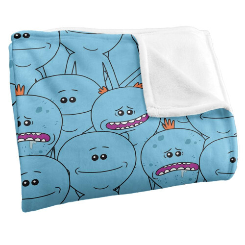 Rick And Morty Rick And Morty Silky Crowd Mr Meeseeks Supersoft Blanket 2