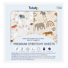 TotAha Fodere Lettino Animali della Giungla per Bambini 2 Pezzi, Fodera Letto Neutra per Materasso (52"x28"), Ul