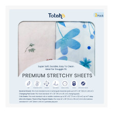 TotAha Lenzuola da Culla Premium Elastiche (2-Pack)-Ipoallergeniche, Morbide e Confortevoli, 28 X 52 X 9''