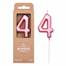 PHD CAKE 2.76 inch Klassieke Roze 4 Nummer Verjaardagskaarsen, Roze Nummer Kaarsen