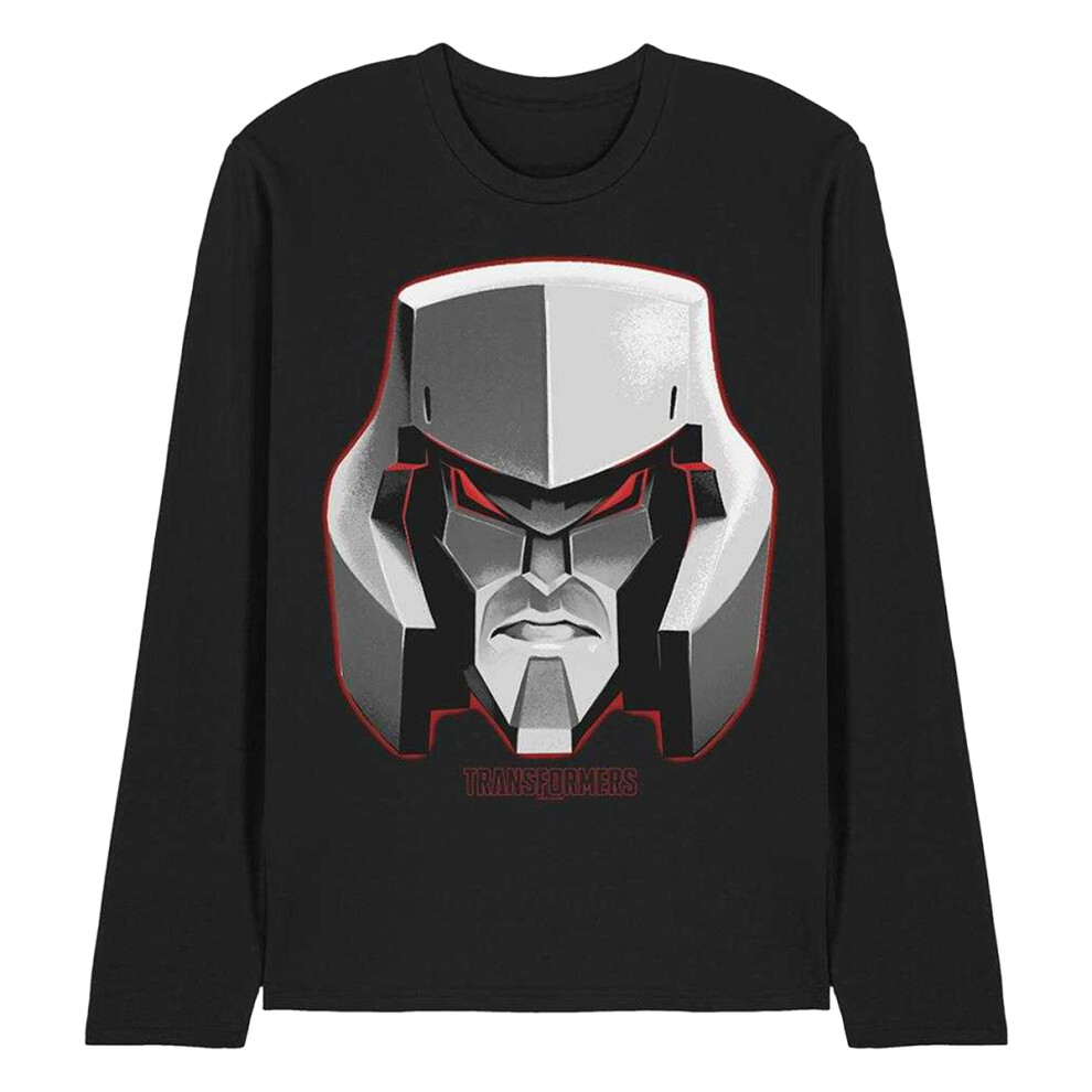 Transformers Unisex Adult Generations Megatron Face Long-Sleeved T-Shirt Black
