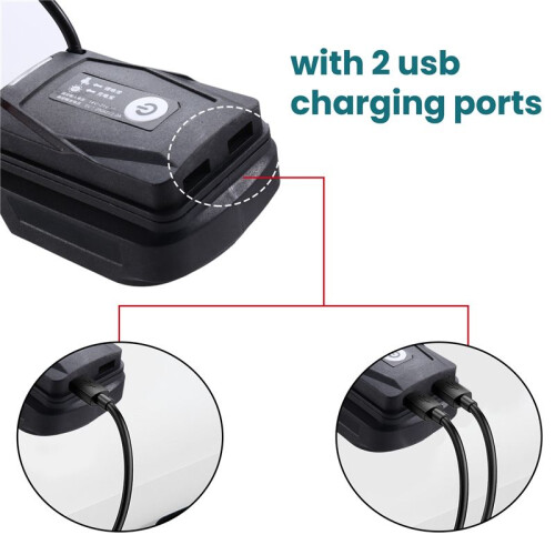 Bilstartadapter med 2 USB-Portar och LED-Ljusstartadapter för  18v Batteri 2