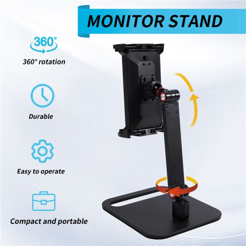 Support de Moniteur Portable Réglable, Support Pivotant à 360 , Support de Tablette Compatible avec Tablette, Support de Bureau à Pince A 2