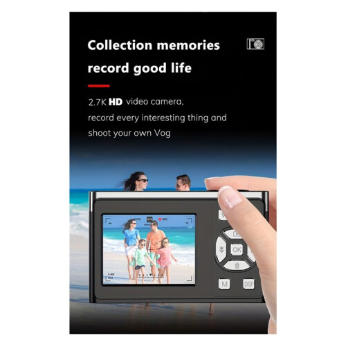 Câmera Digital HD  Student Activity CCD Selfie Card Camera 50 Milhões de Pixels Tela de 2,2 Polegadas para Viagem Branco 2