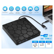 Lecteur DVD-RW Externe USB 3.0 Type C 2 en 1, Graveur DVD-CD, Lecteur Optique pour Ordinateur Portable