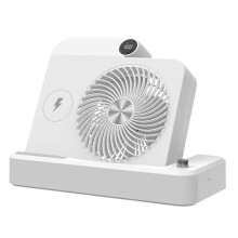 Desktop Fan Air Circulator Fan with Wireless Charger Angled Base 100 Speed Adjustment Digital Display Cooling Device A