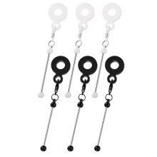6Pcs Beadable Cup Charm Tumbler Straw Charm Blank Bar DIY Beaded Straw Charm Adapters Pendant Ornament Black&White