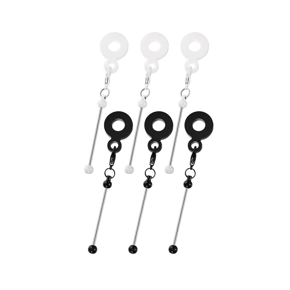 6Pcs Beadable Cup Charm Tumbler Straw Charm Blank Bar Diy Beaded Straw Charm Adapters Pendant Ornament & Black/White 6031271051495