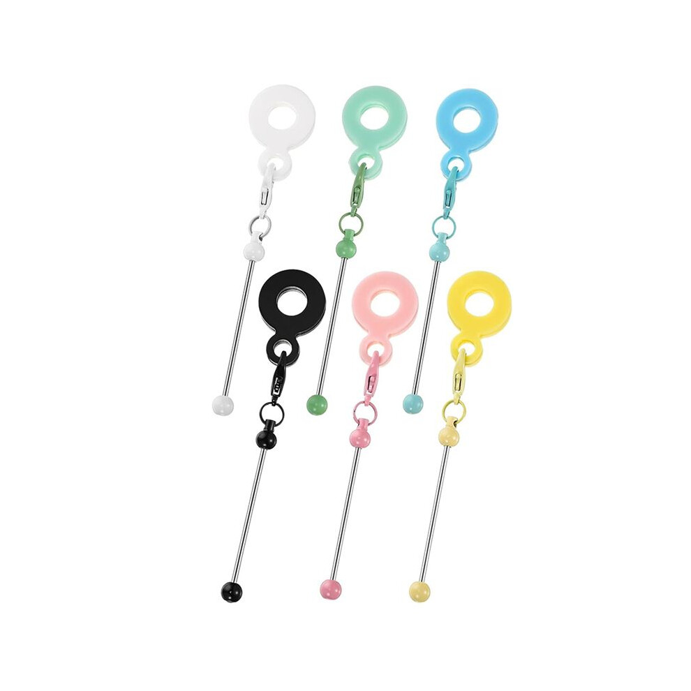 6Pcs Beadable Cup Charm Tumbler Straw Charm Blank Bar Diy Beaded Straw Charm Adapters Pendant Ornament Mixed Color 4714193857452