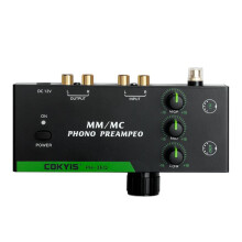 COKYIS Multifunctional Record Player Amplifier Support mm/MC Cartridges,3Frequency Adjustment,5Pin XLR Stereo AudioAmplifier(EU)