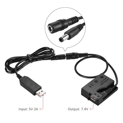 DR-E8 Dummy Battery with  Power Bank USB Adapter Cable Replacement for LP-E8 for   550D 650D 700D DSLR Cam 1
