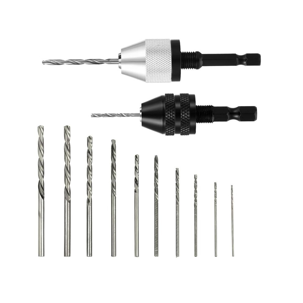 2Pcs Drill Chuck Adapter Keyless With 10Pcs Drills, 1/4 Inch Hex Fast Change Converter For Impact Driver, Fast Change 4711823450564