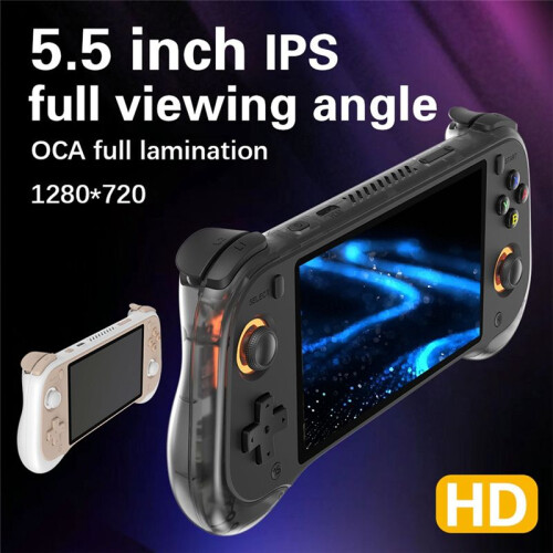 H55 Retro Video Handheld Game Console 5.5inch HD IPS Screen Dual Hall Joystick Game Player Support 20+ Emulators White 2