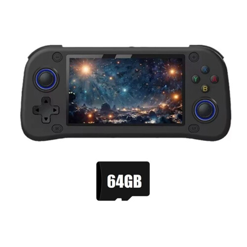 Console de Videogame Portátil Retrô G28, 64 GB, Tela HD de 4,3 Polegadas, Reprodutor de Jogos Linux, Compatível com Mais de 20 Emuladores, Preto