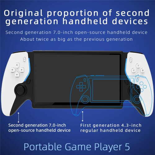 HC8000 7inch Screen Retro Handheld Game Console 64G 15000 Games Open Source Game Player Support 30+ Emulators White 2
