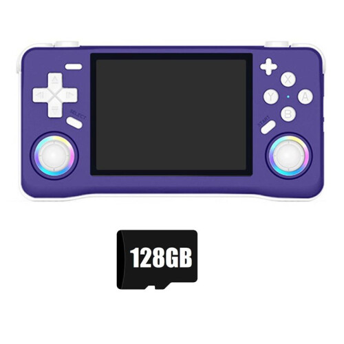 Console de Videogame Portátil Retrô XF35H, 128 GB, Jogos Pré-Carregados, Tela IPS de 3,5 Polegadas, WiFi, Linux, Pocket Player e