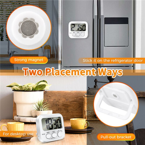Digital Kitchen Timer, Large Screen Large Font Display, Magnetic Back Cooking Timer, Loud Alarm 2