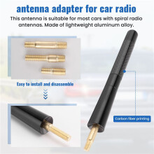 Universal 5 Inch 120mm Black Antenna Carbon Fiber Printer Short- Car Radio AM/FM Aerial + Adapter