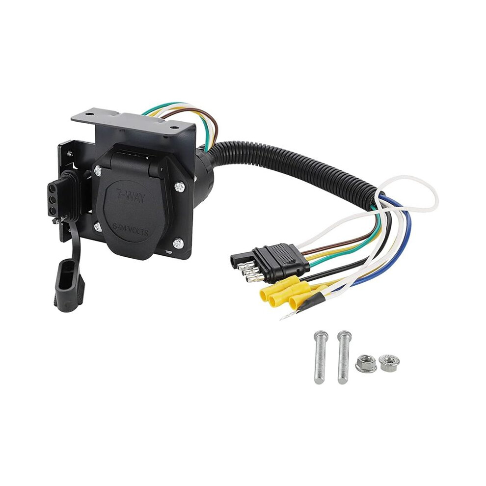 4-Way Flat To 7-Way And 4-Way Flat Female Trailer Wiring Adapter Connector Kit, Adapt 4-Way Flat Vehicle- 4713943057715