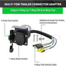 4-Way Flat to 7-Way and 4-Way Flat Female Trailer Wiring Adapter Connector Kit, Adapt 4-Way Flat Vehicle-