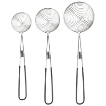 3-Delige Set van Ronde Hot Pot-Zeef-Roestvrij Staal Aziatische Shabu-Shabu-Shabu Spider Skimming-Lepelset, Mesh-