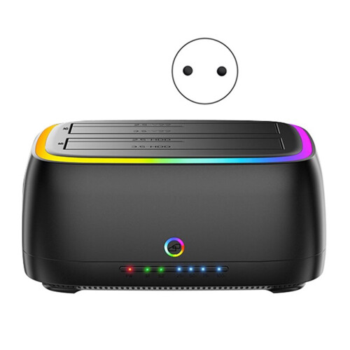 Estação de Disco Rígido RGB de Baia Dupla USB 3.0 para Estação de Encaixe  Tipo C para HDD/SSD de 2,5/3,5 Polegadas, Cópia Offline, Plugue UE 1