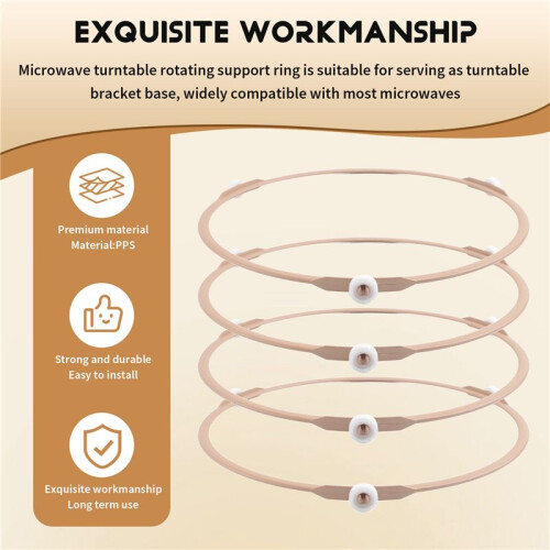 4Pack Microwave Roller Ring Microwave Oven Turntable Ring Plate Tray Support Ring for Glass Plate Tray Supporting 1
