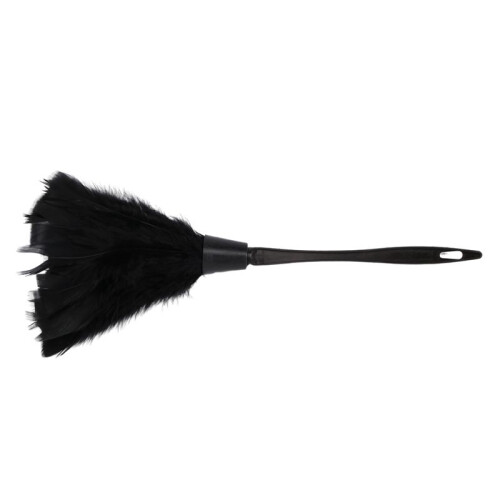 1pc Fashion Turkey Feather Duster with Black Plastic Handle Cleaning Tool(black)35cm