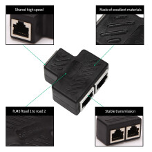 2 Port RJ45 Splitter Adapter LAN Network Ethernet Extender Connector Plug Lot 1pcs