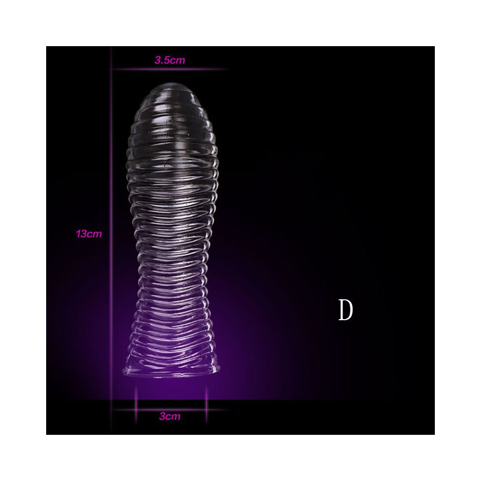 (Transparent, D) Penis Ejaculation Crystal Delay Sleeve Cock Erection Ring Sexual Condom Aid Male